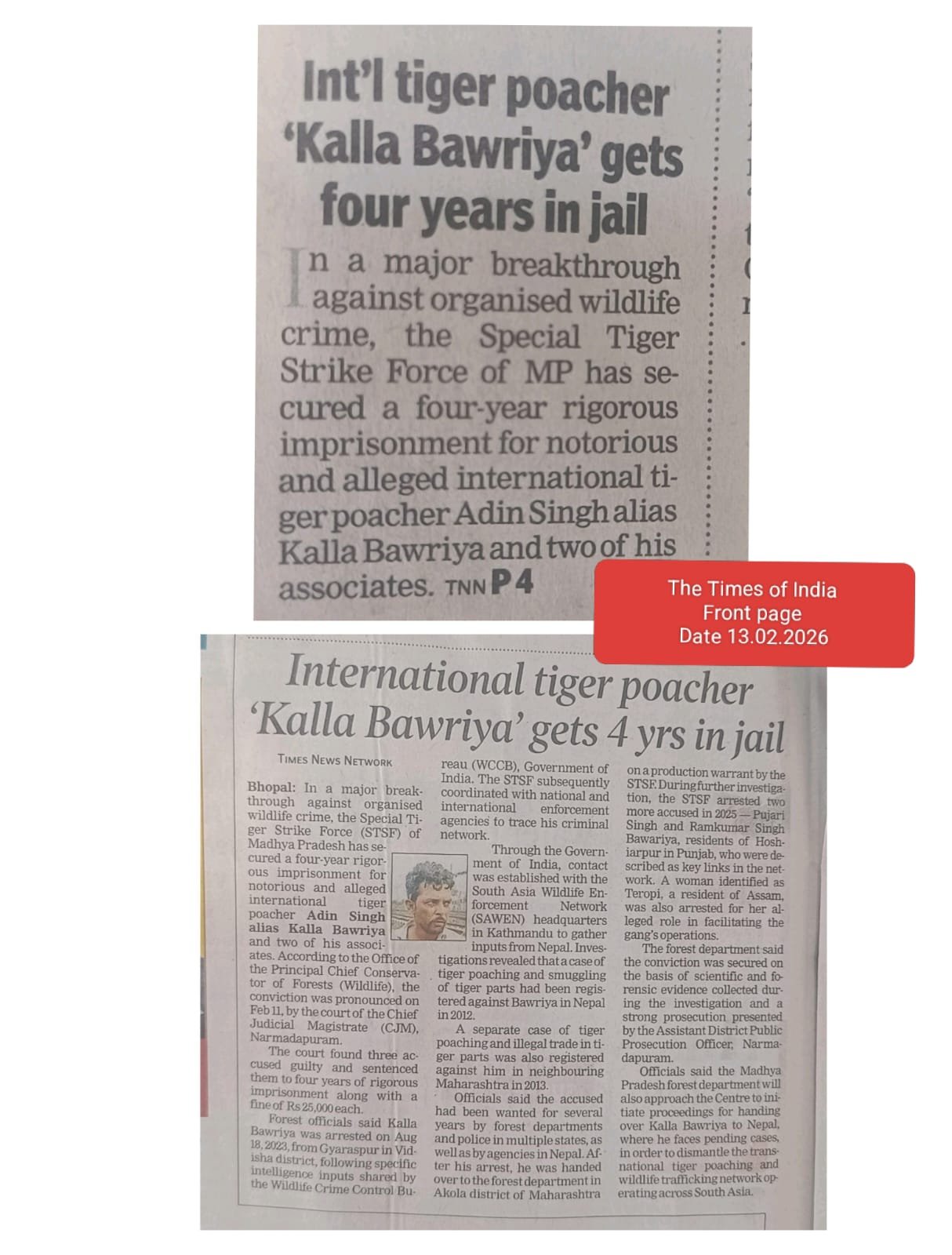International tiger poacher 'Kalla Bawriya' gets 4 yrs in jail
